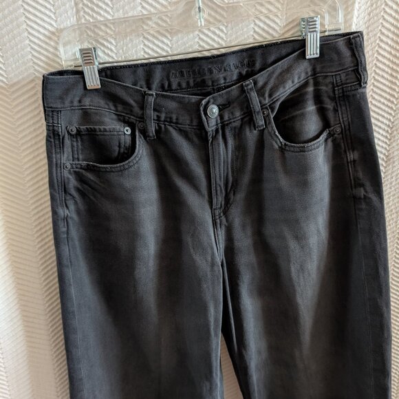 American Eagle Low Rise Skater Jeans Black Wide Leg Denim Size 8 Regular Grunge - Picture 3 of 12
